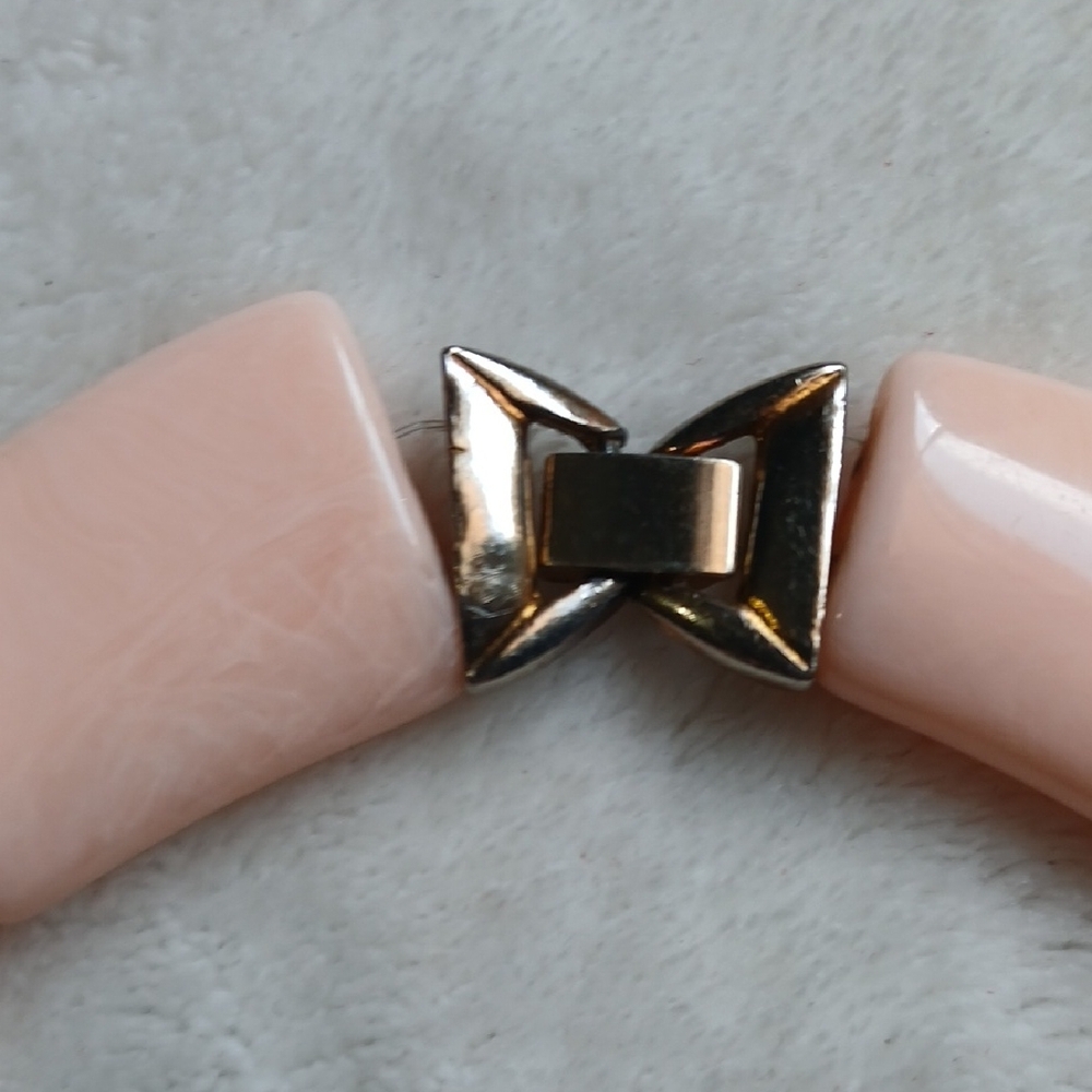 Pale Pink Tile Choker Necklace with Rectangular Links - Picture 6 of 8